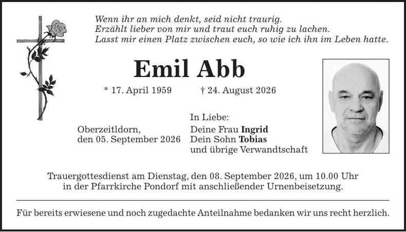 Traueranzeige Emil Abb
