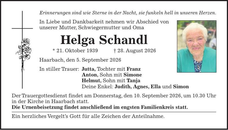 Traueranzeige Helga Schandl