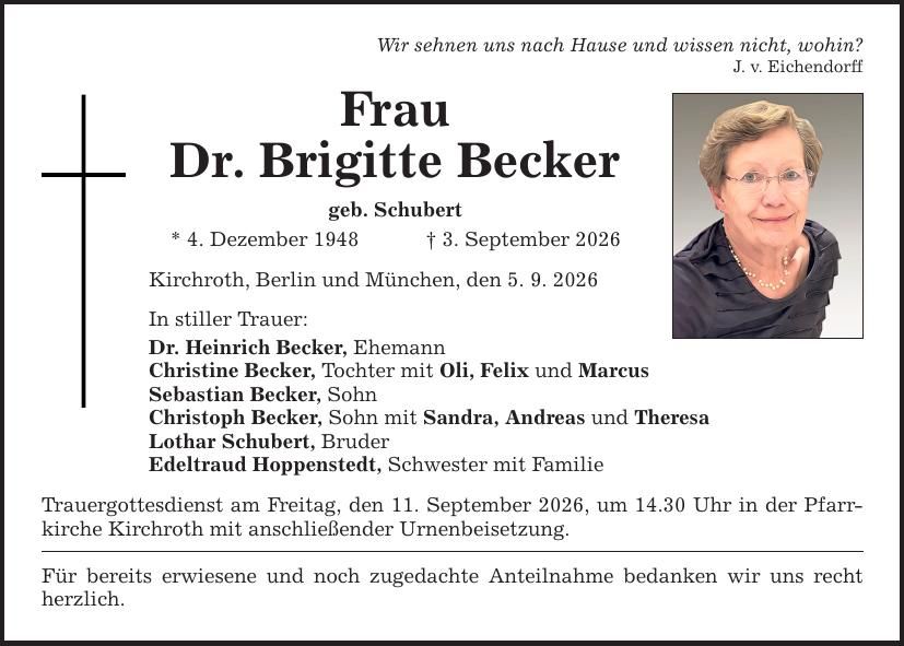 Traueranzeige Brigitte Becker