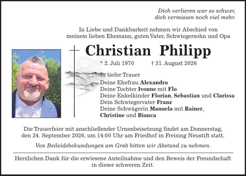 Traueranzeige Christian Philipp