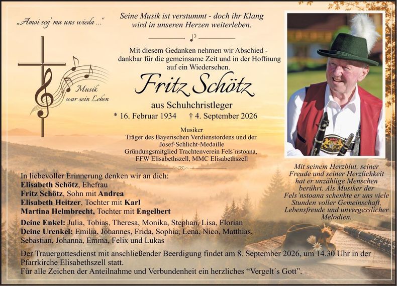 Traueranzeige Fritz Schötz