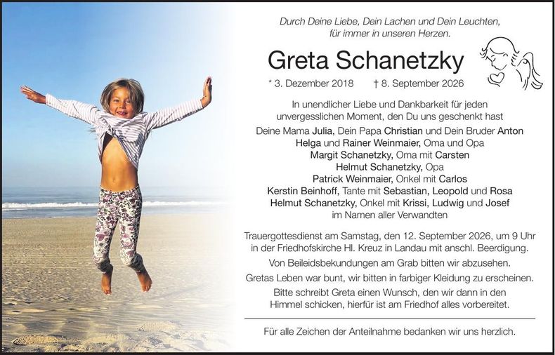 Traueranzeige Greta Schanetzky