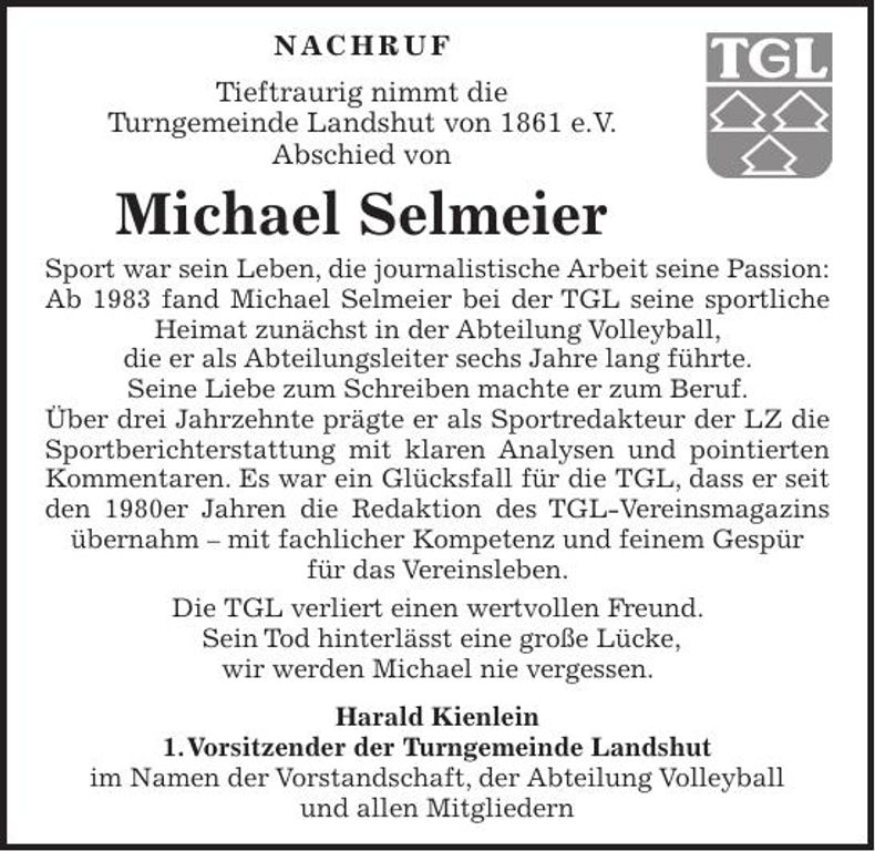 Traueranzeige Michael Selmeier