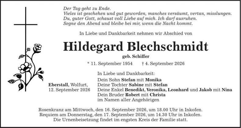 Traueranzeige Hildegard Blechschmidt