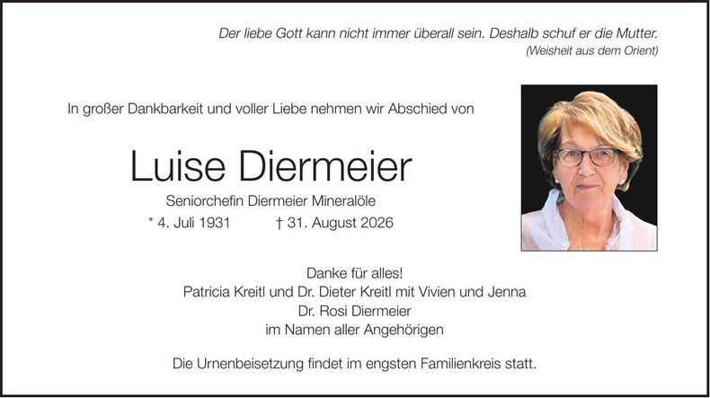 Traueranzeige Luise Diermeier