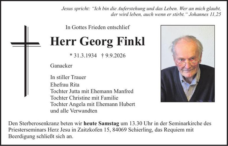 Traueranzeige Georg Finkl