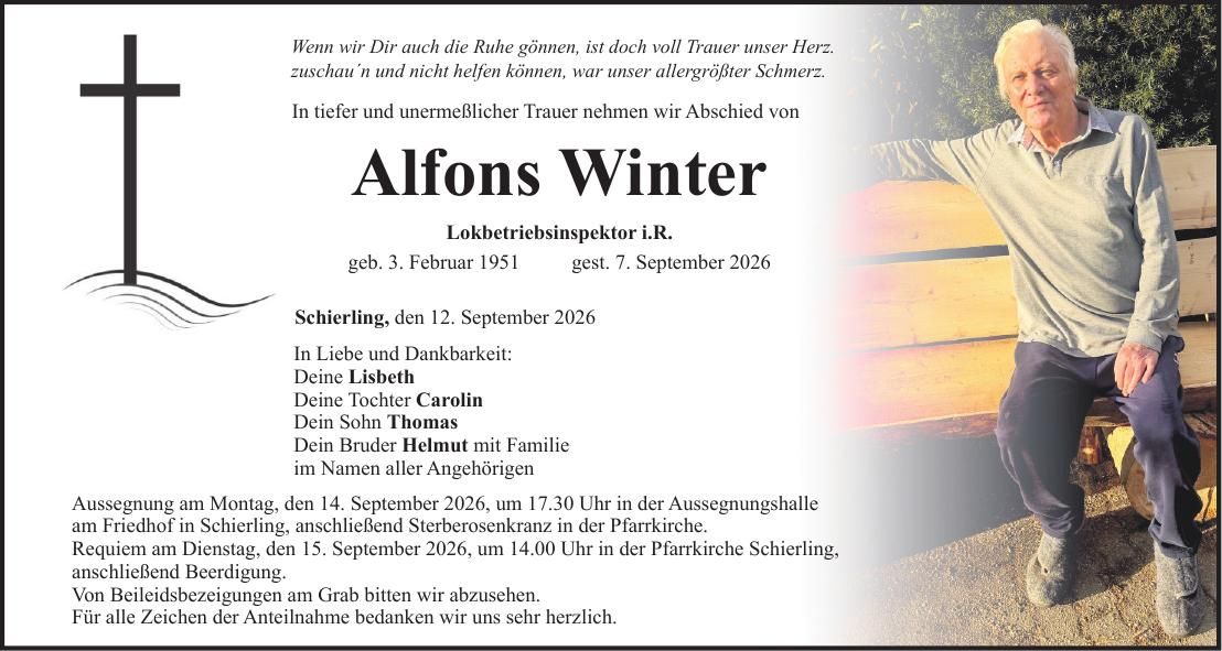 Traueranzeige Alfons Winter