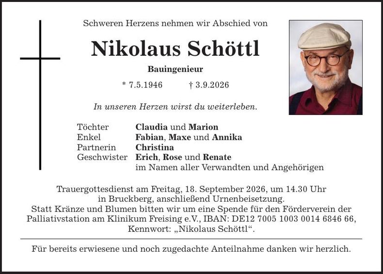 Traueranzeige Nikolaus Schöttl