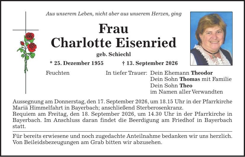 Traueranzeige Charlotte Eisenried