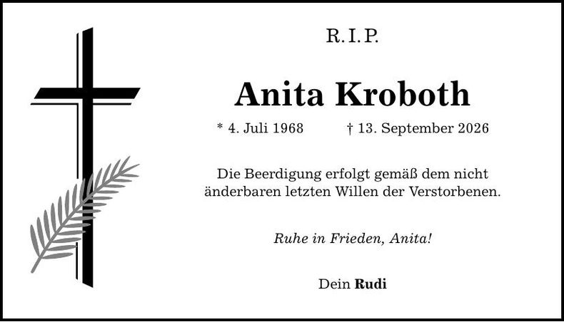Traueranzeige Anita Kroboth
