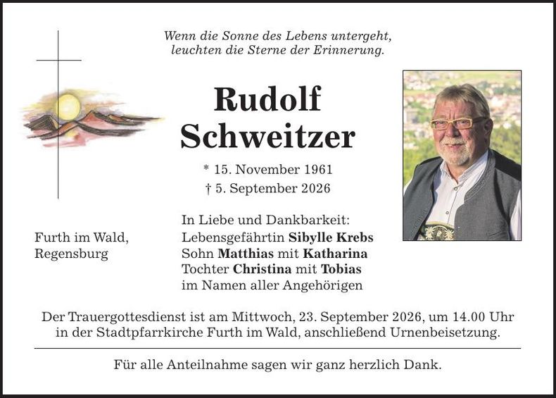 Traueranzeige Rudolf Schweitzer