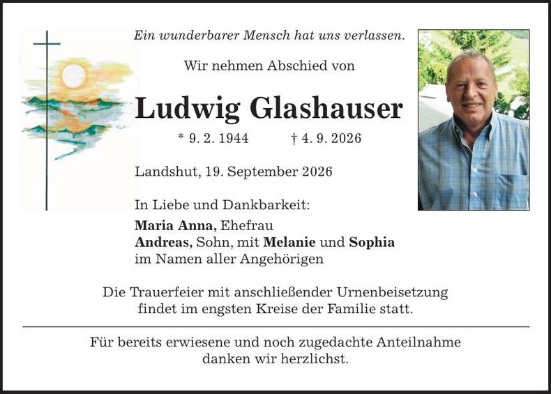 Traueranzeige Ludwig Glashauser