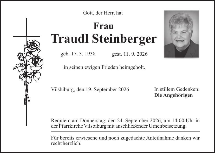 Traueranzeige Traudl Steinberger