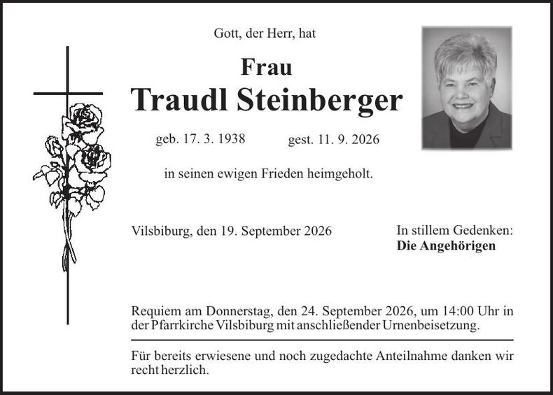 Traueranzeige Traudl Steinberger