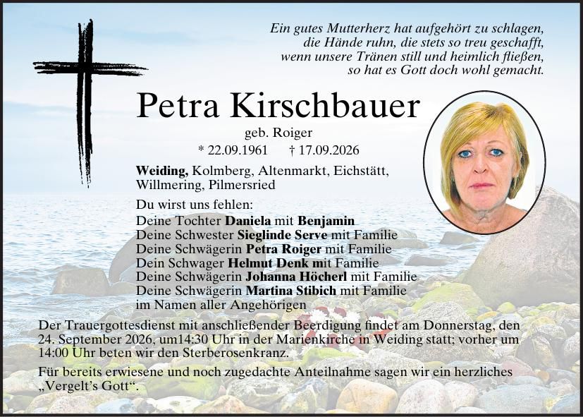 Traueranzeige Petra Kirschbauer