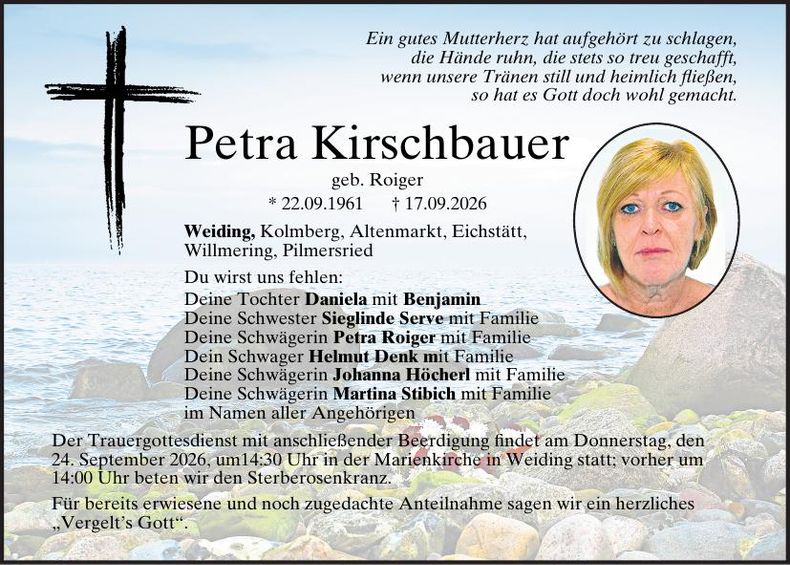 Traueranzeige Petra Kirschbauer