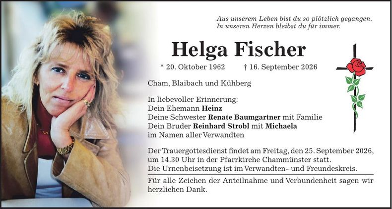 Traueranzeige Helga Fischer