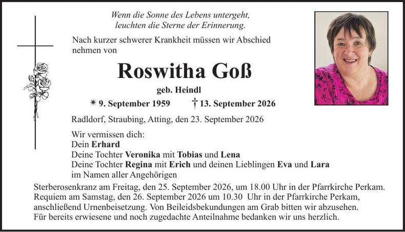 Traueranzeige Roswitha Goß
