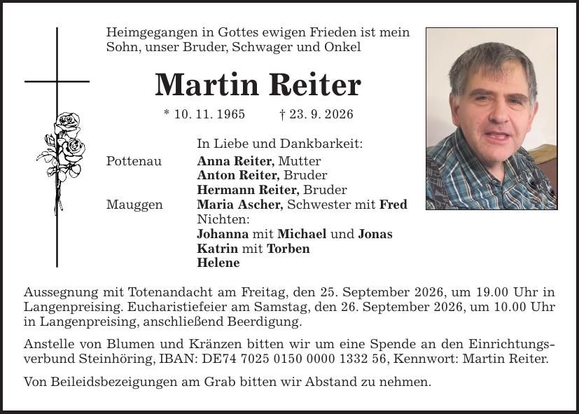 Traueranzeige Martin Reiter