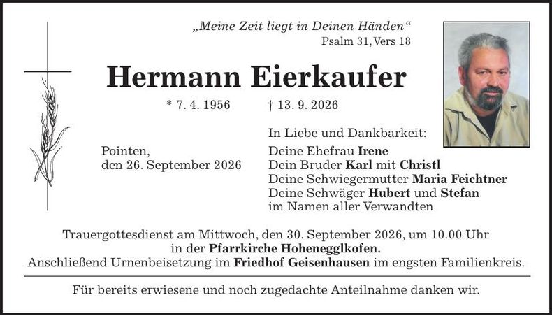 Traueranzeige Hermann Eierkaufer