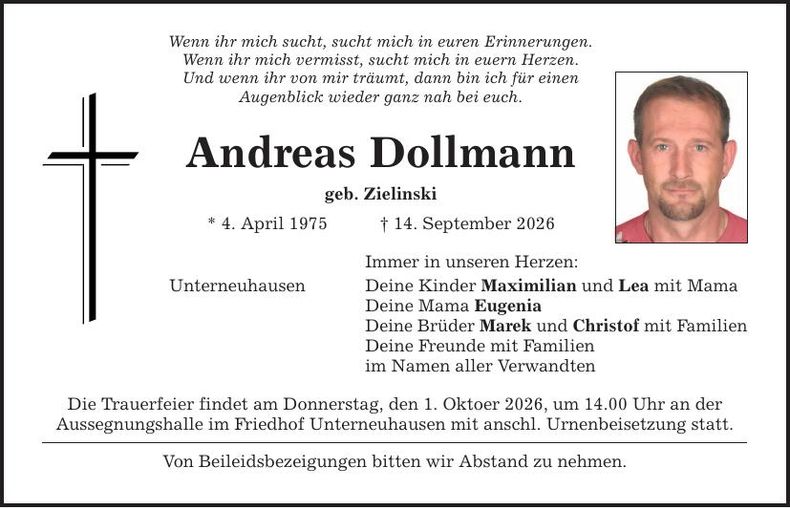 Traueranzeige Andreas Dollmann