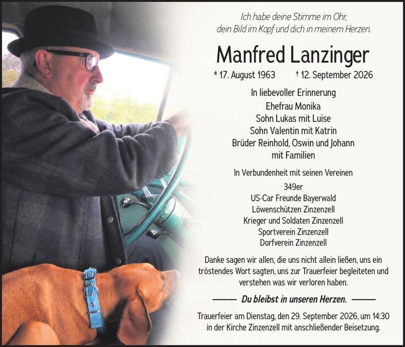 Traueranzeige Manfred Lanzinger