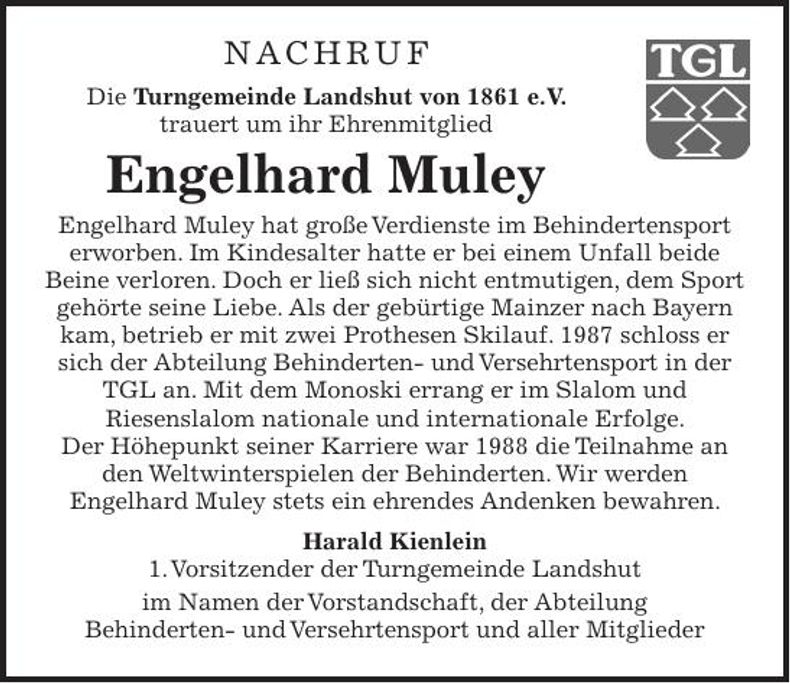 Traueranzeige Engelhard  Muley