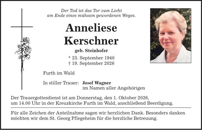 Traueranzeige Anneliese Kerschner