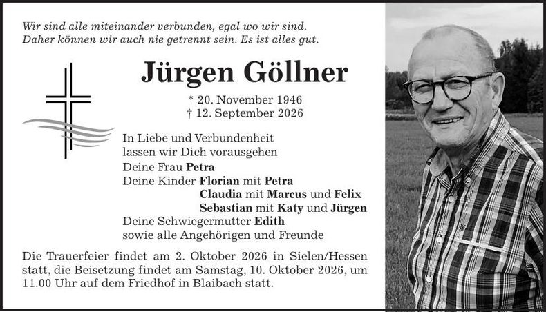 Traueranzeige Jürgen Göllner