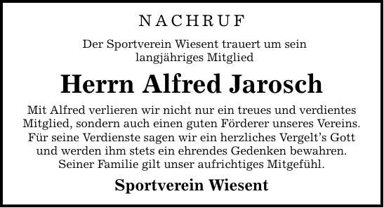 Traueranzeige Alfred Jarosch