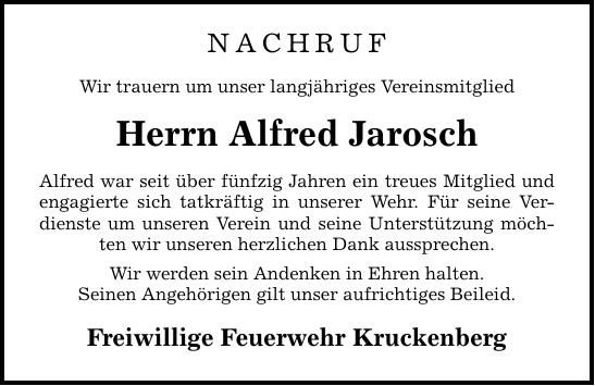 Traueranzeige Alfred Jarosch