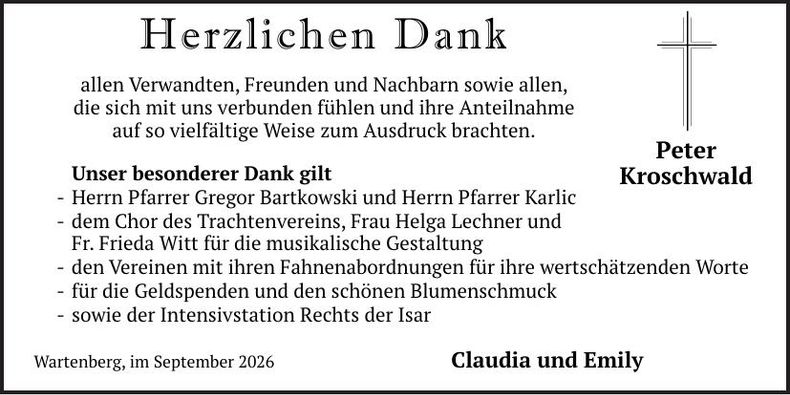 Traueranzeige Peter Kroschwald