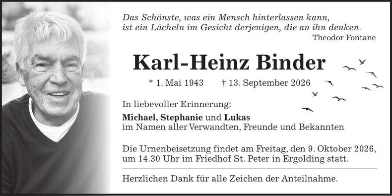 Traueranzeige Karl-Heinz Binder