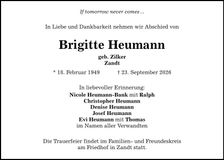 Traueranzeige Brigitte Heumann