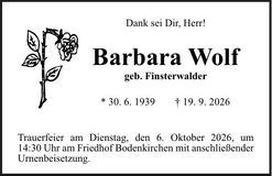 Traueranzeige Barbara Wolf