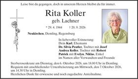 Traueranzeige Rita Koller