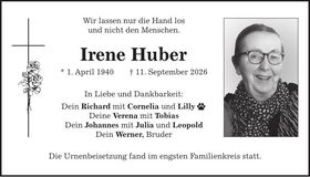 Traueranzeige Irene Huber