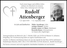 Traueranzeige Rudolf Attenberger