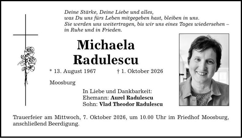 Traueranzeige Michaela Radulescu