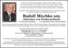 Traueranzeige Rudolf  Mischko