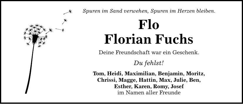 Traueranzeige Florian Fuchs