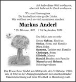 Traueranzeige Markus Anderl