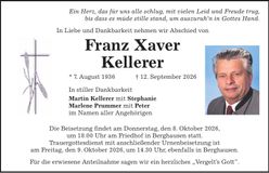 Traueranzeige Franz Xaver Kellerer