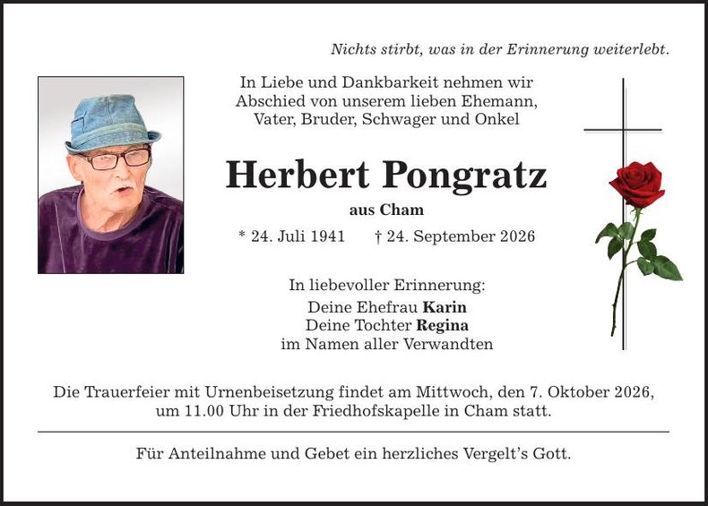 Traueranzeige Herbert Pongratz