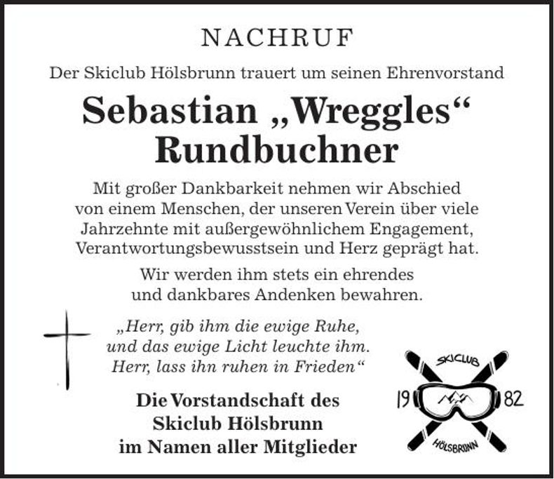 Traueranzeige Sebastian Rundbuchner