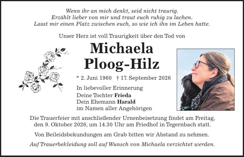 Traueranzeige Michaela Ploog-Hilz
