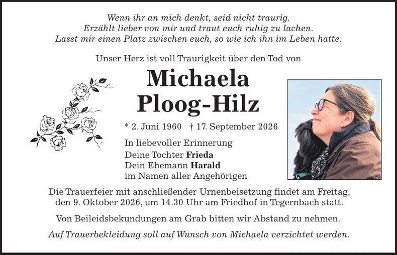 Traueranzeige Michaela Ploog-Hilz