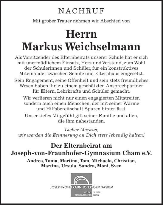 Traueranzeige Markus Weichselmann