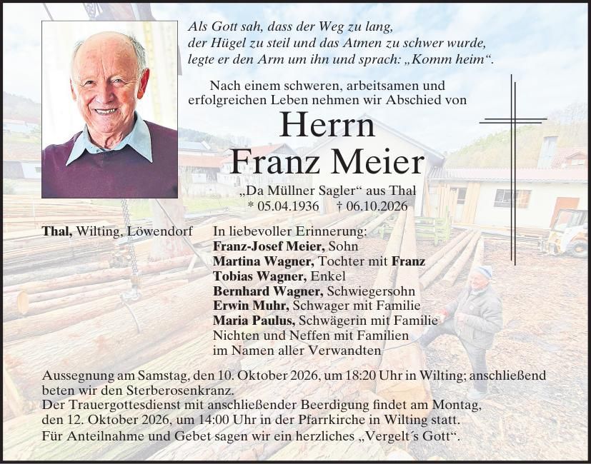 Traueranzeige Franz Meier