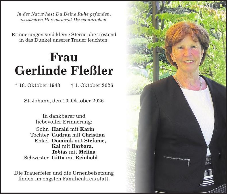 Traueranzeige Gerlinde Fleßler